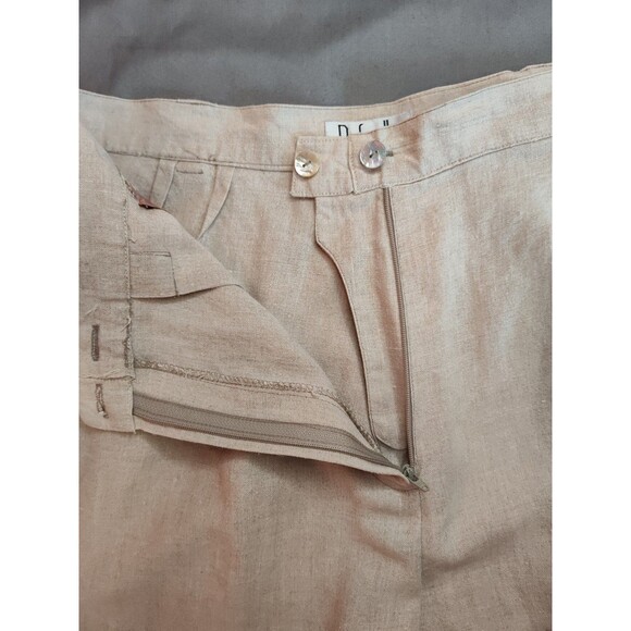 Women's Rafaella 100% Linen High Rise Wide Leg Pants Beige 12 - Picture 5 of 8